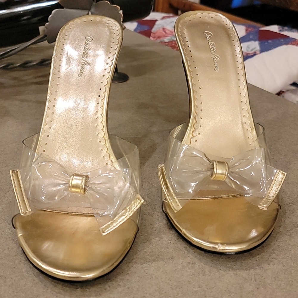 Gold & Clear Kitten Heels